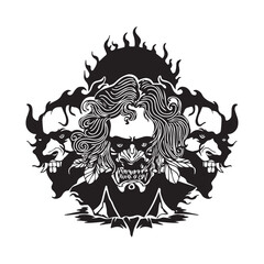 man with demon tattoo design