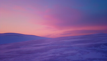Fototapeta premium Purple Sunset Winter Landscape Illustration