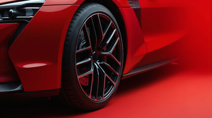 Close-up of luxury sports car wheel with intricate alloy rim design