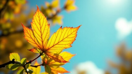 Obraz premium A vibrant, dreamlike photograph of spring leaves glowing under sunlight, showcasing nature’s beauty with intricate detail and bright colors, generate AI