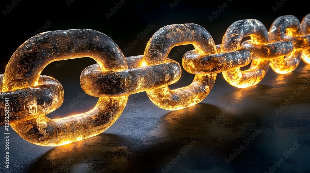 Poster visually striking abstract of a glowing interconnected blockchain inspired network representing the 