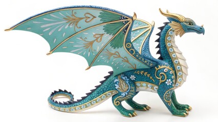Fototapeta premium Ceramic Dragon on a white background