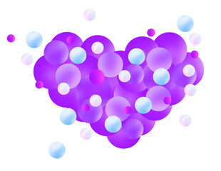 A heart shape is made up of many circles arranged in a heart shape.