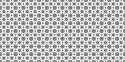 Seamless Geometric Floral Pattern in Black and White