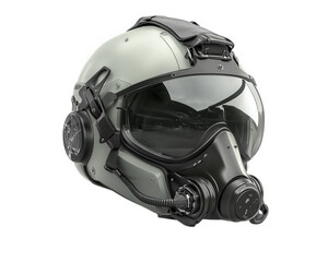 pilot flight helmet featuring sun visor and oxygen mask, designed for high altitude aviation. This advanced helmet ensures safety and visibility during flight operations