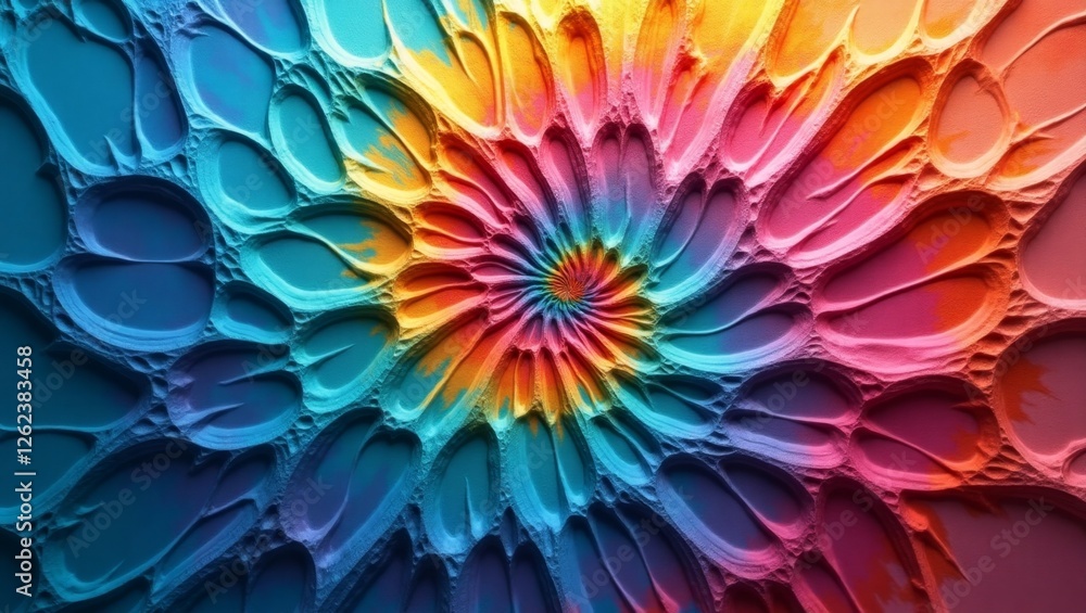 Fototapete a mesmerizing tie-dye pattern with swirling, intricate layers of vibrant colors, creating a dynamic 