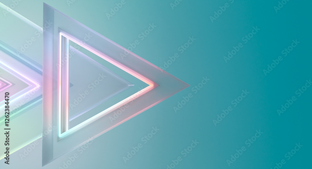 Aufkleber glowing neon triangles creating modern abstract design on turquoise background