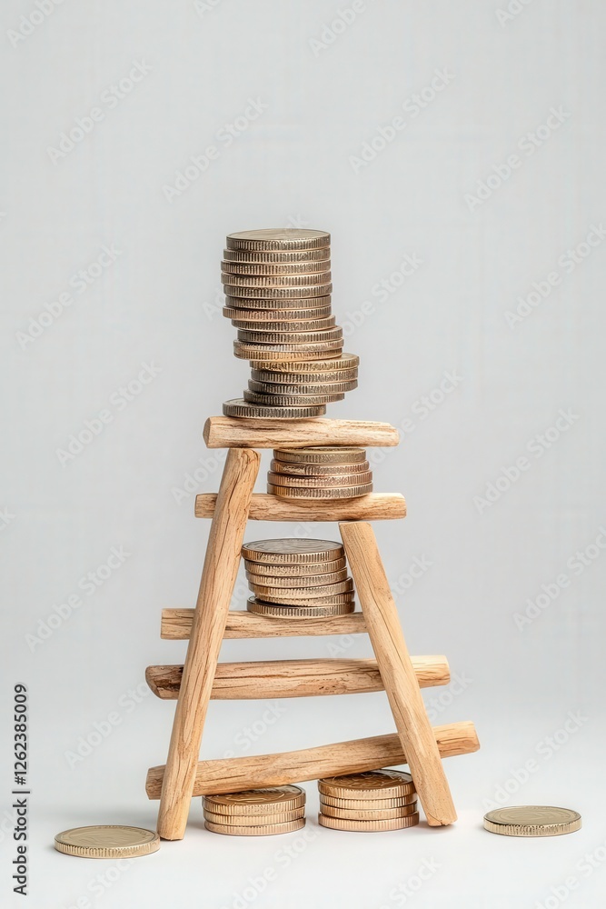 Poster a symbolic ladder labeled with improvements in quality for rising costs.