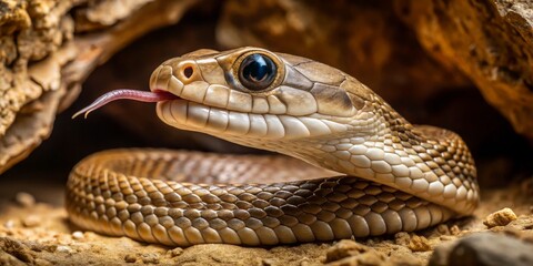 Fototapeta premium Close-Up of a Snake in a Natural Habitat with Detailed Scales