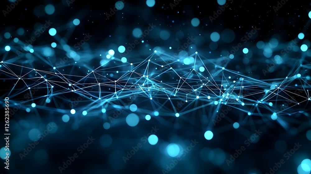 Poster glowing digital currency links forming a futuristic high tech network concept represents the interco