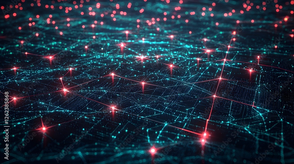 Poster aerial network map visualization highlighting cryptocurrency transactions and financial data in a sl