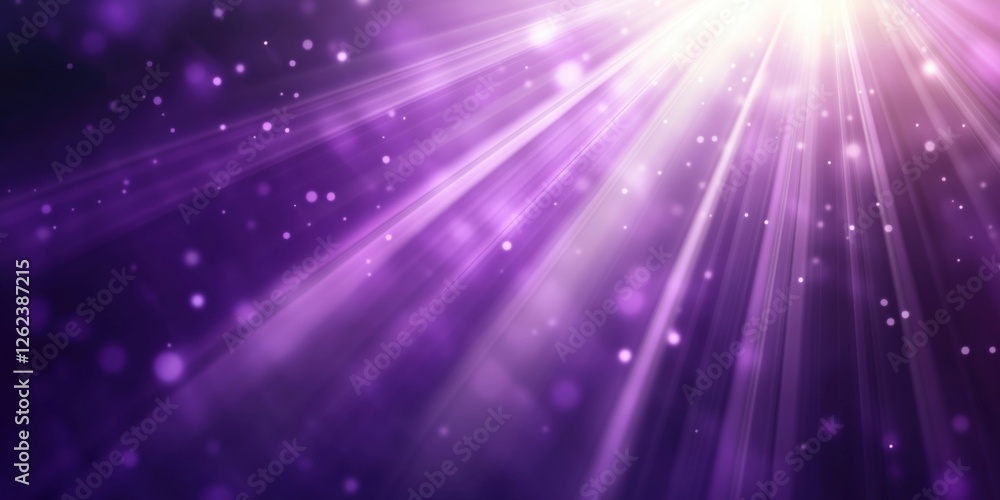 Poster purple light rays with sparkles and bokeh effect in abstract background