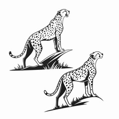Fototapeta premium black-and-white-cheetah-silhouette-illustration-in.svg