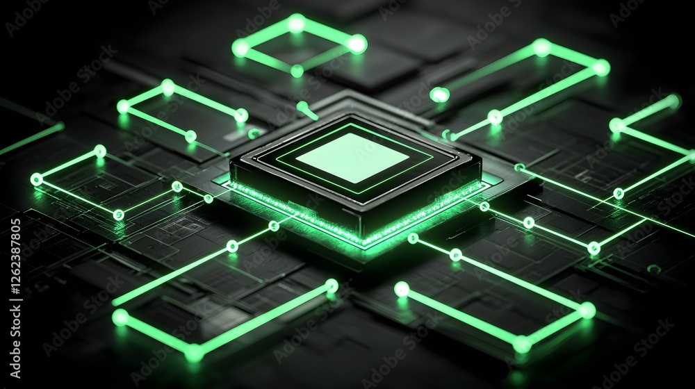 Aufkleber top down view of a futuristic virtual money network with illuminated connections and glowing digital