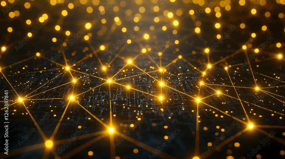 Poster top down view of a radiant virtual financial network with illuminated connectivity futuristic of a d
