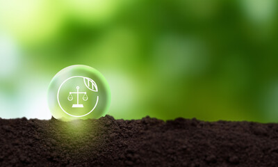 Business and environmental ethics concept. Green nature background with environmental laws, green...