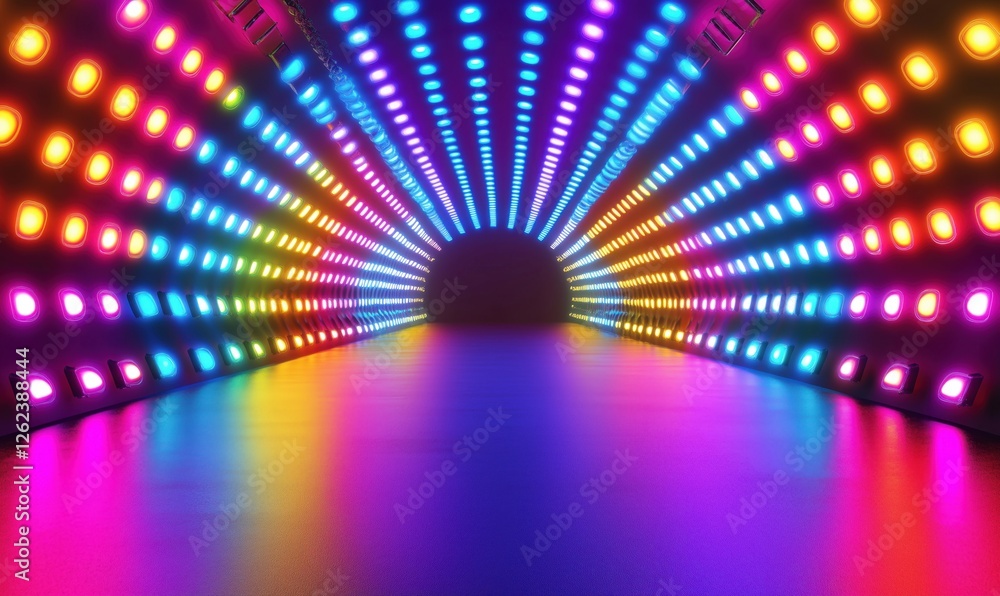 Poster colorful led tunnel with vibrant lights creating a mesmerizing visual effect