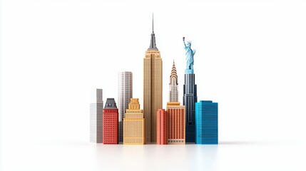 Obraz premium Colorful Pixelated Miniature New York City Skyline