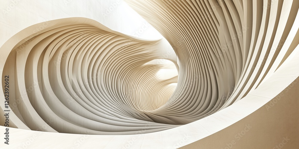 Aufkleber abstract architectural design featuring flowing curves and smooth textures in beige tones