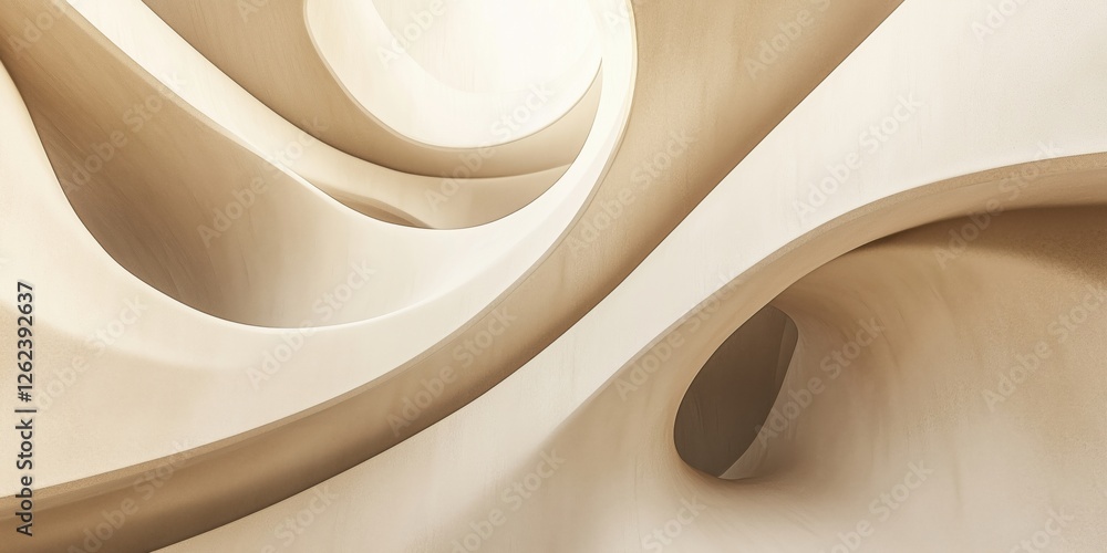 Poster abstract curves and smooth lines in minimalist architectural design showcasing organic forms