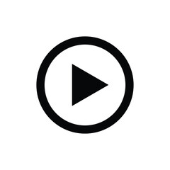 play button icon vector. music or media player symbol in black outline 