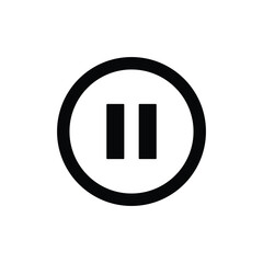 pause button icon vector symbol in black outline. 