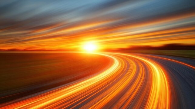 Racing stripes glowing brightly as they slice through a blurred cityscape, leaving vivid flashes of color in their wake, evoking the sensation of high-speed motion and adrenaline