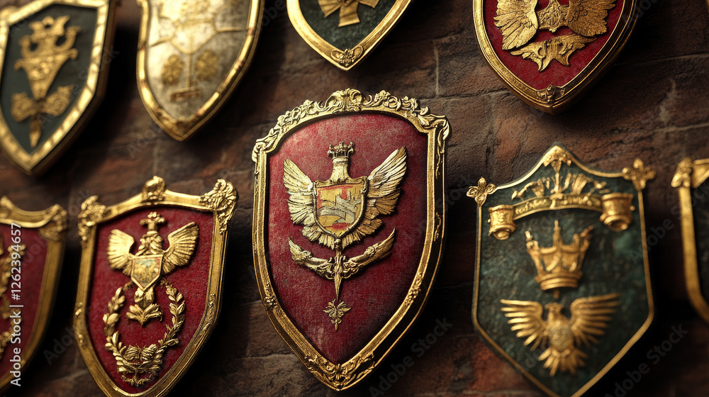 Poster set of royal heraldic elements isolated on background. jpeg version also available in gallery