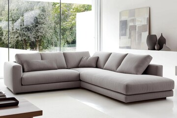 Modern Grey Sectional Sofa in a Stylish Living Room