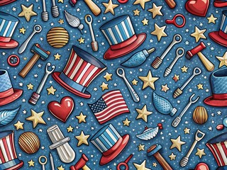 Panoramic Labor Day Pattern: Hand-Drawn Festive Design Illustration