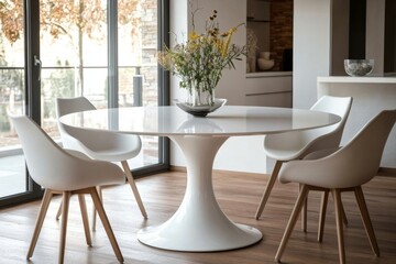 Modern White Dining Table and Chairs in a Stylish Home