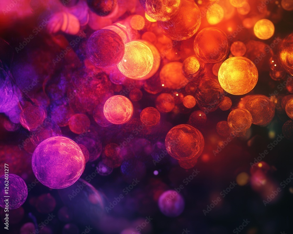 Poster glowing bulbs, with the bokeh effect adding an abstract and artistic layer to the overall compositio