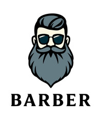 Barber Hipster with Beard and Sunglasses