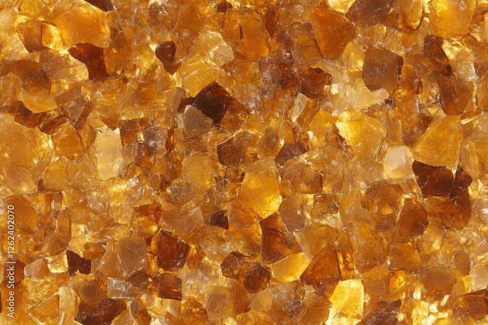 Poster seamless amber textured surface made of various shades of amber-colored crystals. the crystals vary 