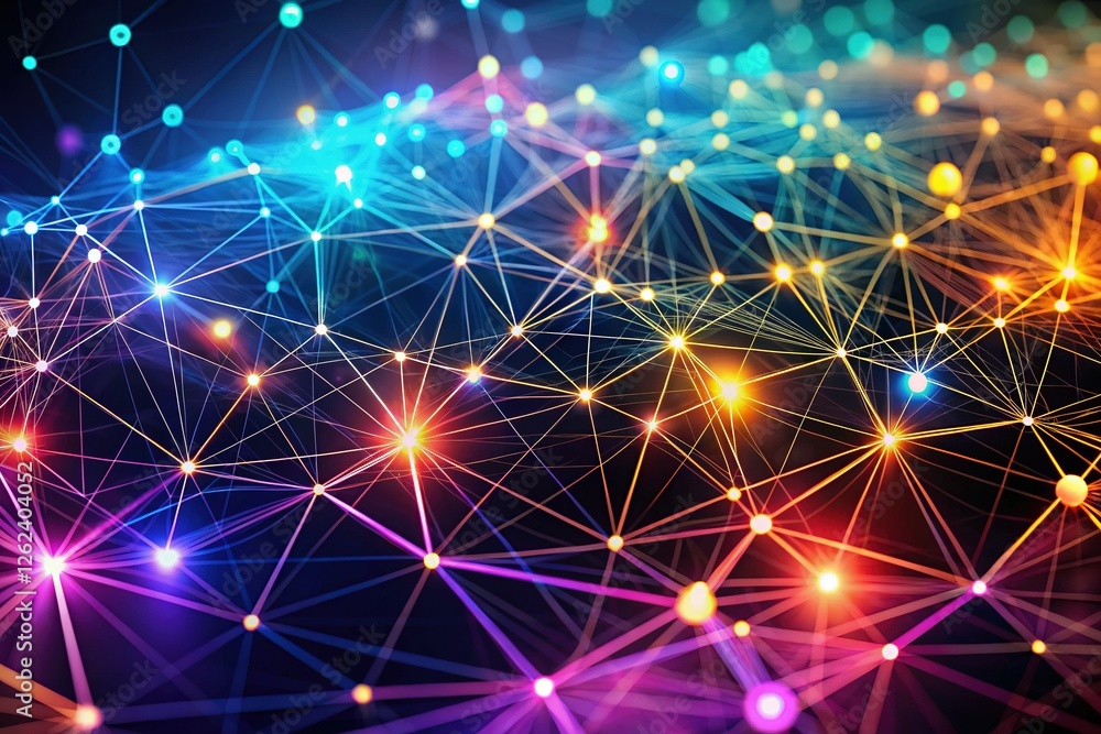 Aufkleber abstract dark cyber network: futuristic dot and line connection background