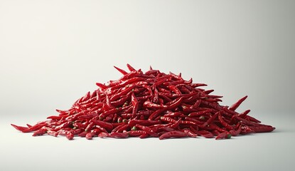 Naklejka premium A Pile of Red Chili Peppers: Vibrant, Spicy, and Abundant Harvest of Red Hot Chili Peppers