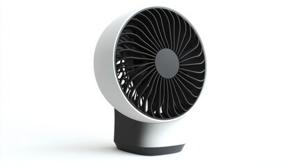 An energy-saving desk fan with USB compatibility, isolated on white,