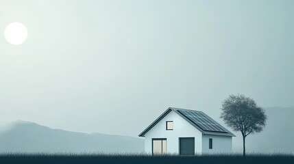 A minimalist infographic showcasing the benefits of solar energy for homes. digital