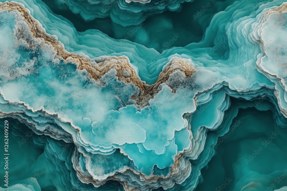 Poster seamless aquamarine abstract aerial view of turquoise and teal waves, resembling oceanic formations 
