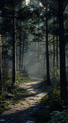 Obraz premium Whispering Shadows: The Enigmatic Symphony of the Midnight Forest