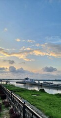 Fototapeta premium sunset over the river