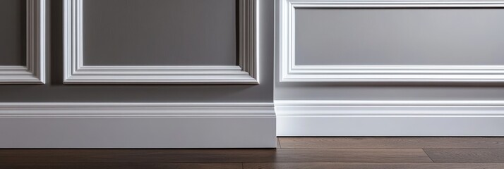 Fototapeta premium Elegant White Molding and Gray Wall Detail