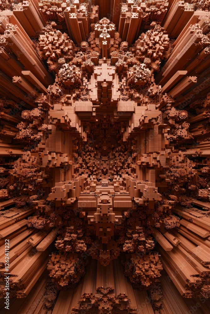 Poster abstract fractal symmetric pattern forming an intricate structure. art background