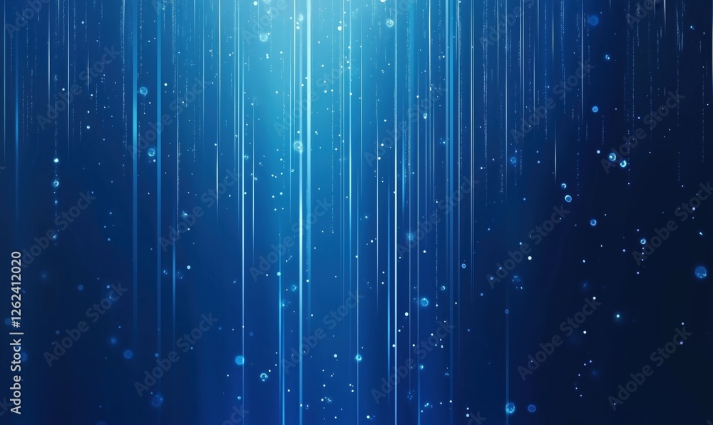 Aufkleber blue abstract background with vertical lines and glowing particles for digital design