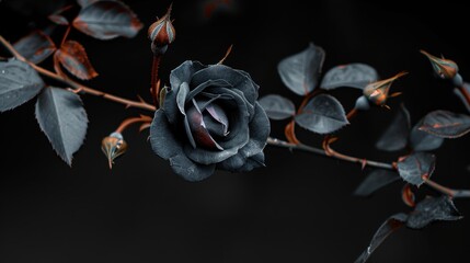 Dark Elegance A Single Black Rose in Bloom
