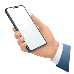 hand holding a smartphone 3d render icon png