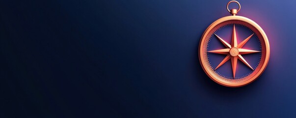 Obraz premium potential strength strategy concept. Vintage compass on a blue background with a warm glow.