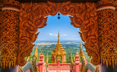 The most beautiful Viewpoint Wat Phra That Doi Phra Chan,Buddhist temple in Lampang, Thailand 