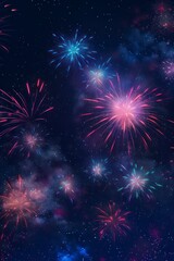 Fototapeta premium Colorful fireworks of various colors over night sky