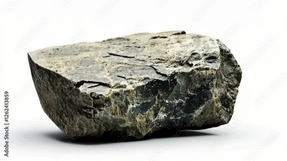 Poster unique textured rock displaying natural patterns on a plain background, highlighting geological feat